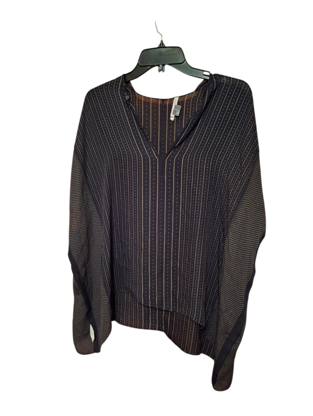 Vince S/P Sheer 100% Silk Abstract Opposing Broken Striped Pullover Top Flowy